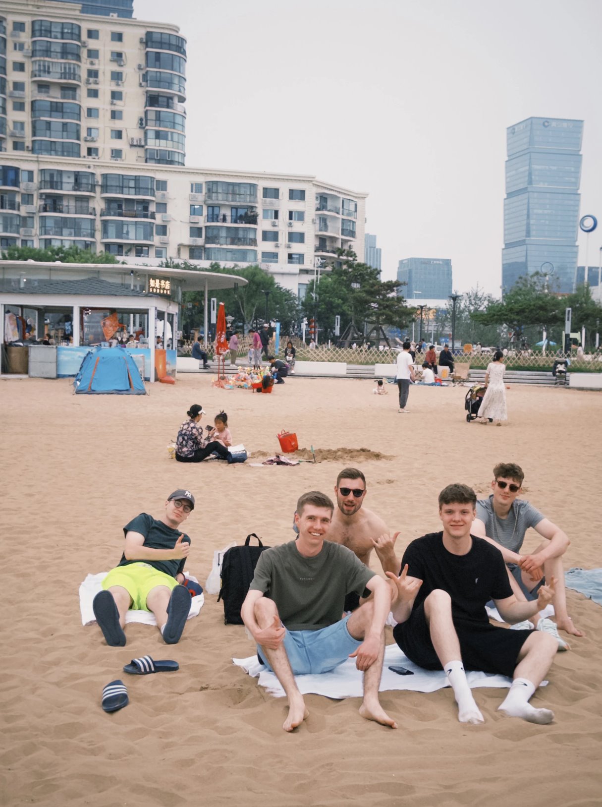 International visitors enjoying a beach day in Qingdao